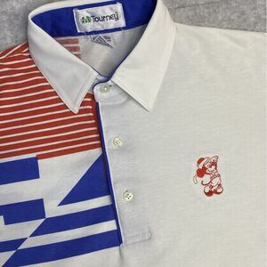 Vintage Tourney Men's Mickey Disney Short Sleeve Medium Polo‎ Shirt *FLAW*